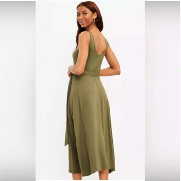 Loft Tie Waist Midi Dress Size X-Large - Picture 2 of 5